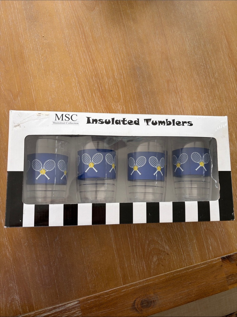 MSC Insulated Tumblers - Blue Tennis Pattern (4 Pack)